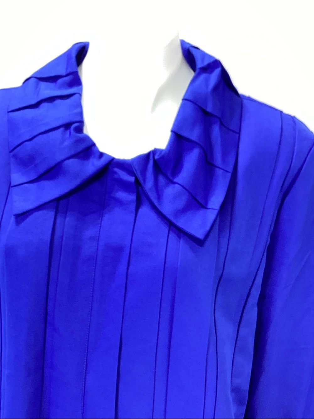 Dennis by Dennis Basso Cobalt Blue Pleated Collar Blazer Jacket XL - Picture 8 of 13